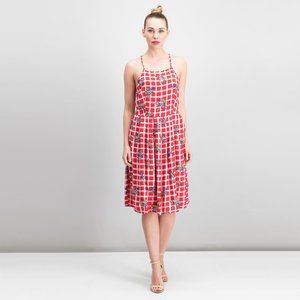Maison Jules | Picnic Red A-Line Cross Back Midi Dress | LIKE NEW!